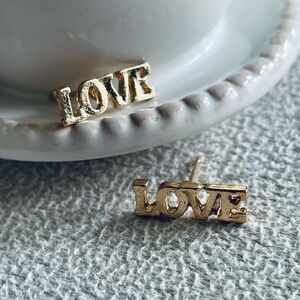 LOVE gold stud earrings